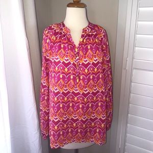 NWT All For Color Hot Pink Multicolor Lightweight Tunic Top Size Medium